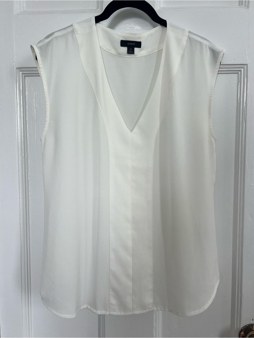 J. Crew Sleeveless V-Neck Cream Blouse